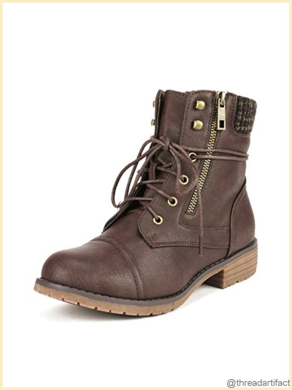Women's Lace Up Combat Boots Faux Leather Ankle Booties